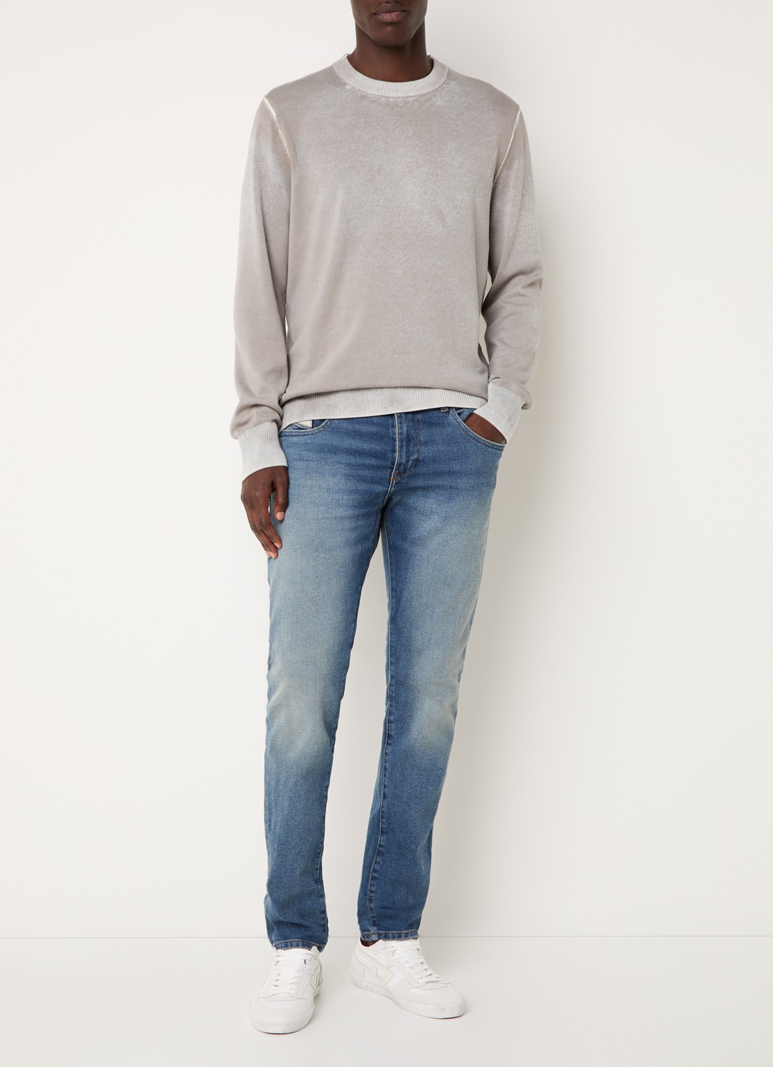 Diesel 2019 D-Strukt slim fit jeans met medium wassing - voorkant 4 indigo