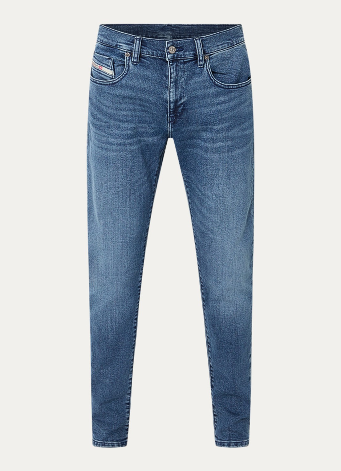 Diesel 2019 D-strukt straight fit jeans met medium wassing  - voorkant 4 indigo