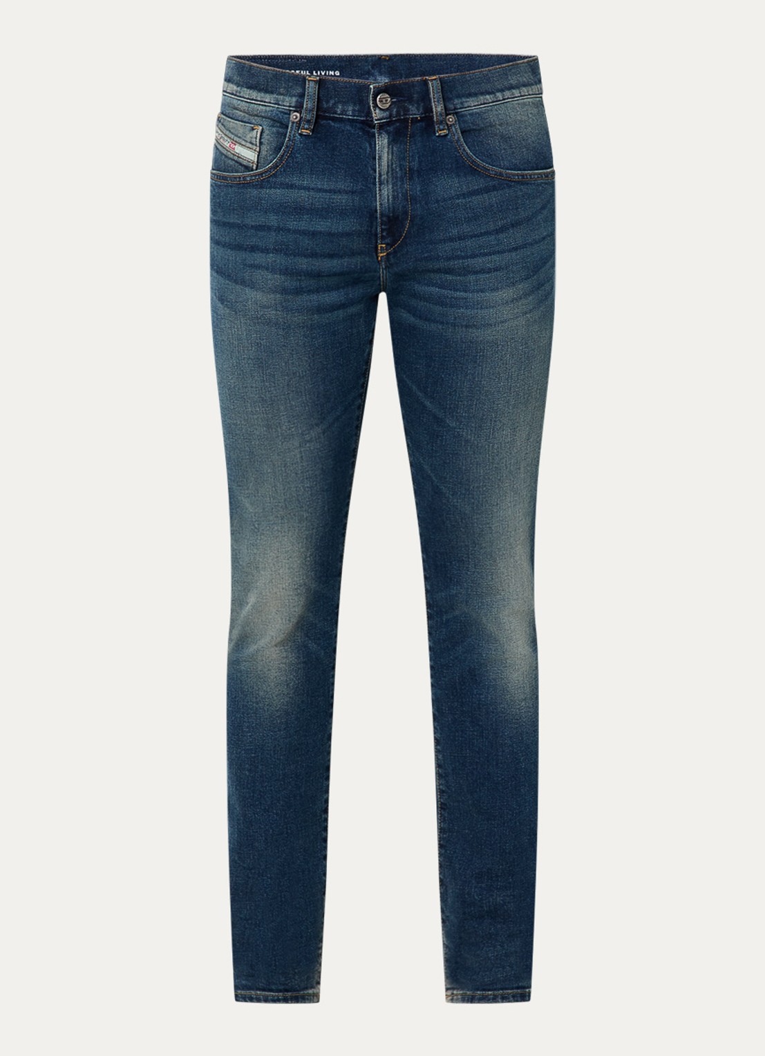 Diesel 2019 D-Strukt straight leg jeans met medium wassing - voorkant indigo