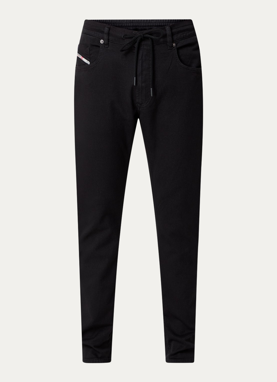 Diesel 2030 D-Krooley tapered jeans met trekkoord - voorkant 3 zwart