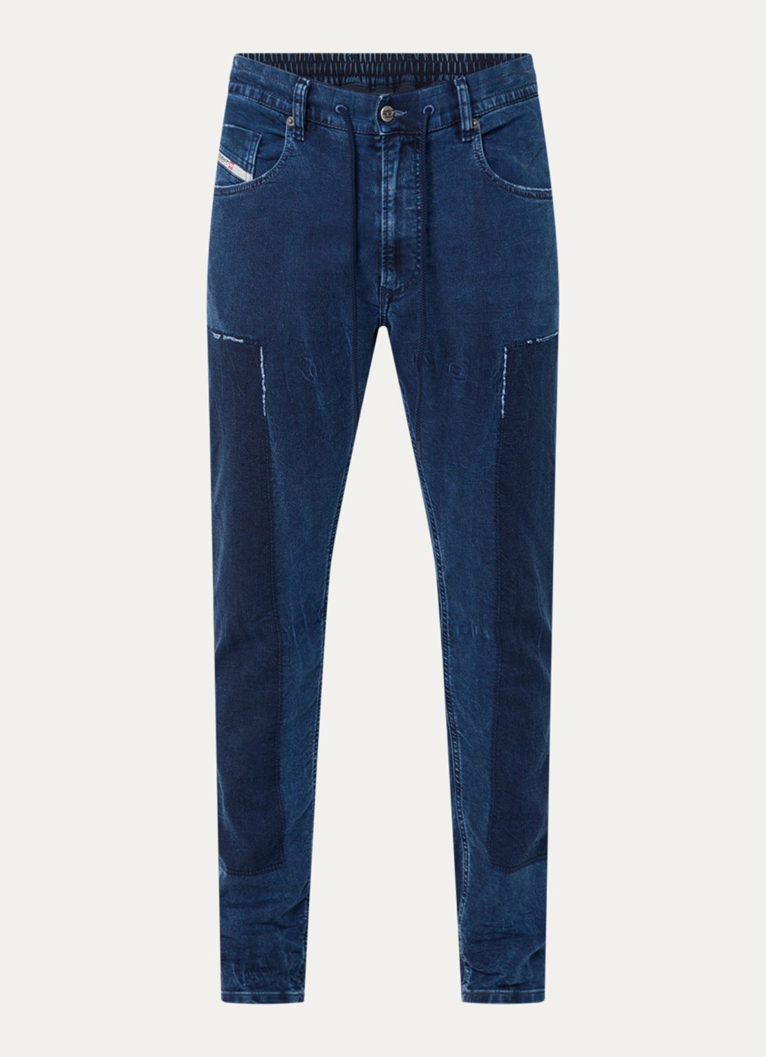 Diesel 2032 D-krooley slim fit joggingbroek van denim  - voorkant 4 indigo