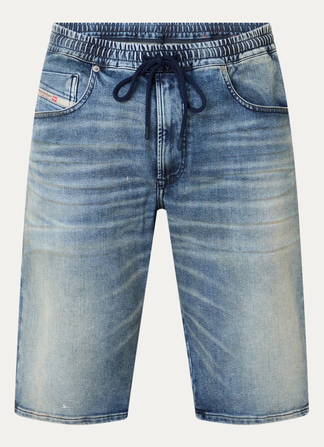 Diesel 2033 D-Krooley Joggjeans® straight fit korte broek van denim - voorkant 3 indigo