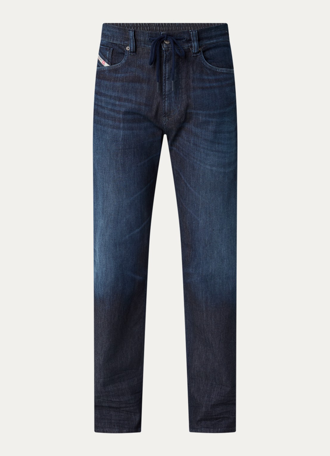 Diesel 2080 D-Reel loose fit joggingbroek van denim met trekkoord - voorkant 2 indigo