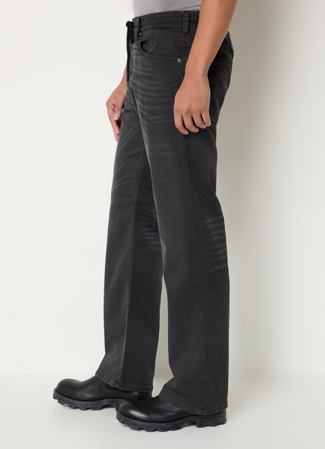 Diesel 2080 D-Reel loose fit joggingbroek van denim met trekkoord - detail 3 antraciet