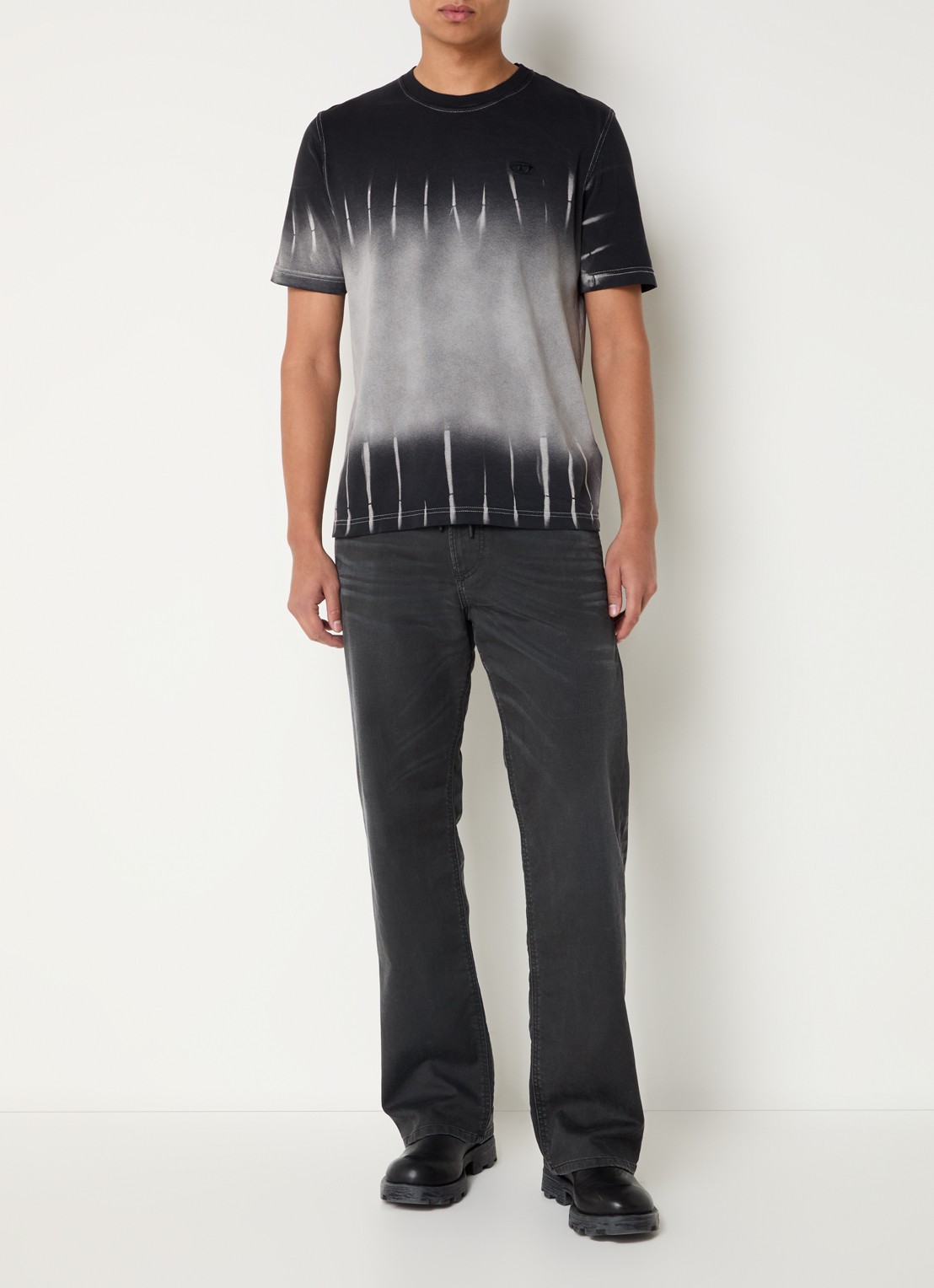 Diesel 2080 D-Reel loose fit joggingbroek van denim met trekkoord - voorkant 5 antraciet