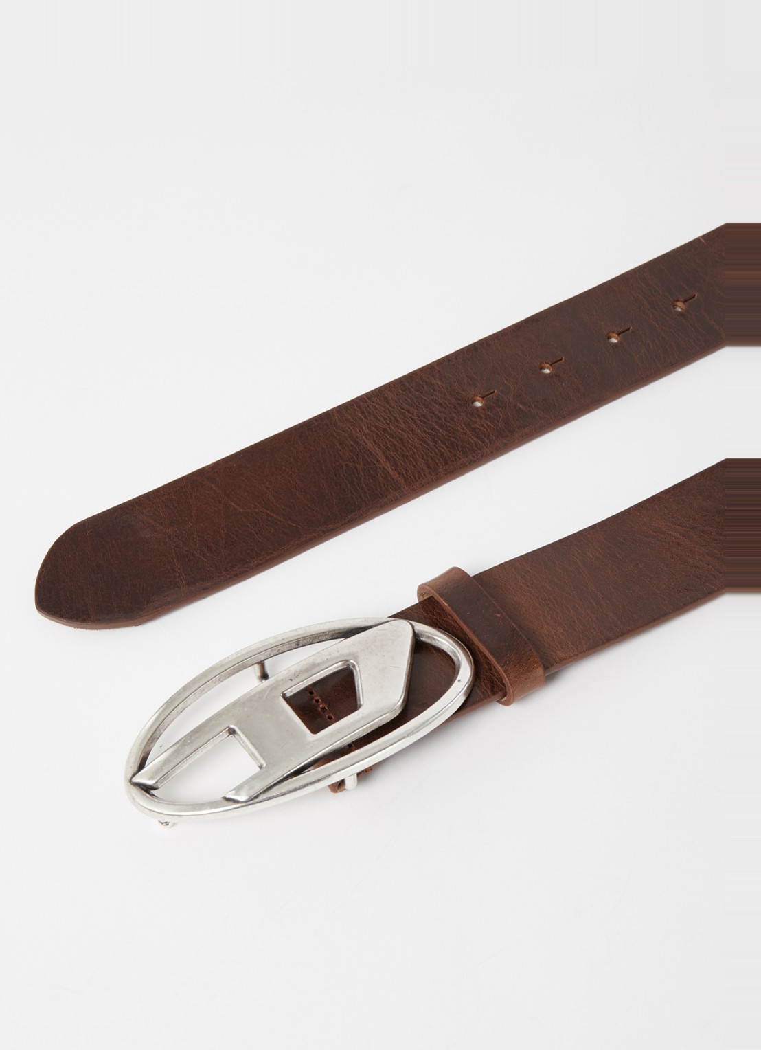 Diesel B-1DR riem van leer met logo - detail 4 donkerbruin