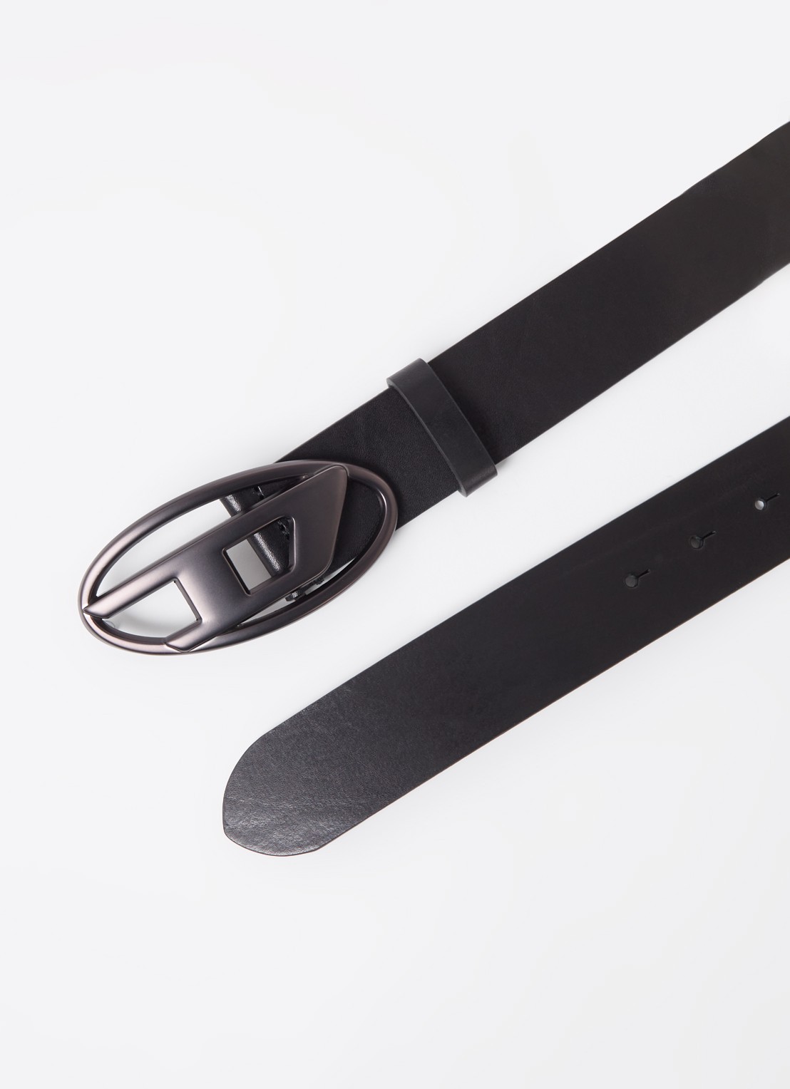 Diesel B-1DR riem van leer met logo - detail 2 zwart