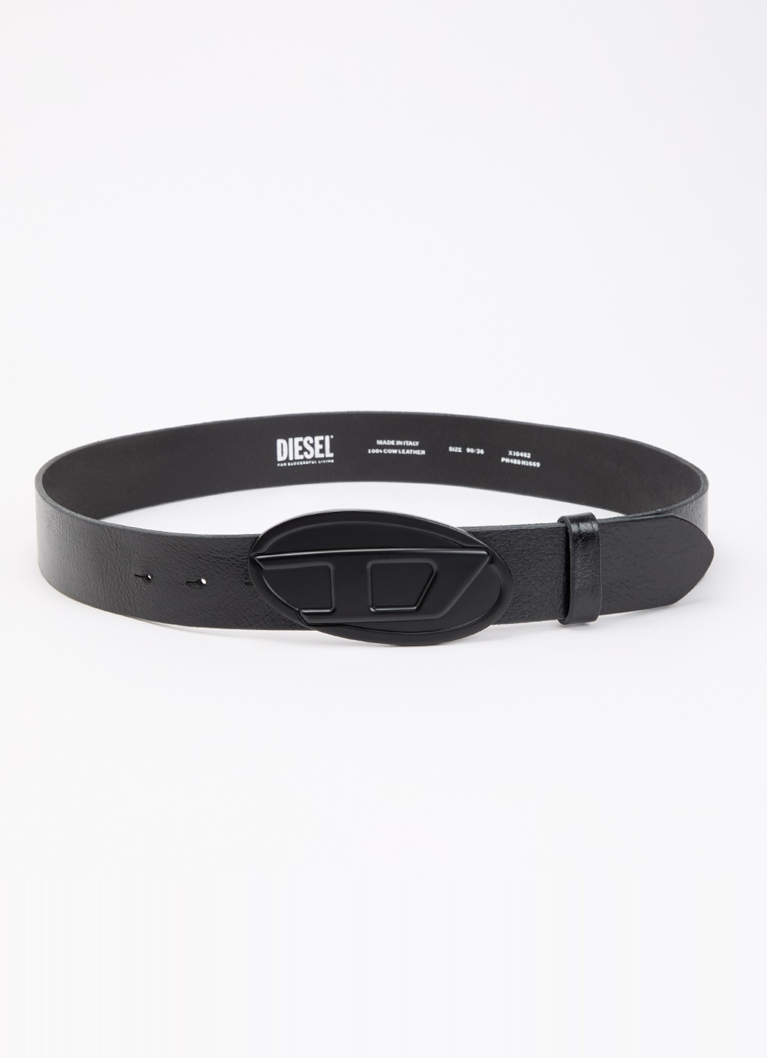 Diesel B-1DR riem van leer met logo - voorkant zwart