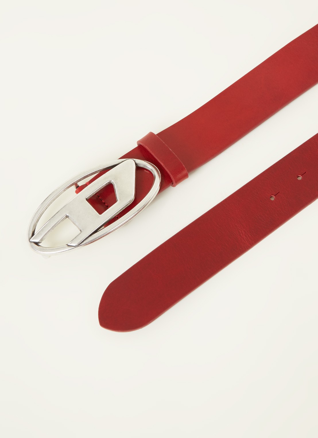 Diesel B-1DR riem van leer - detail donkerrood