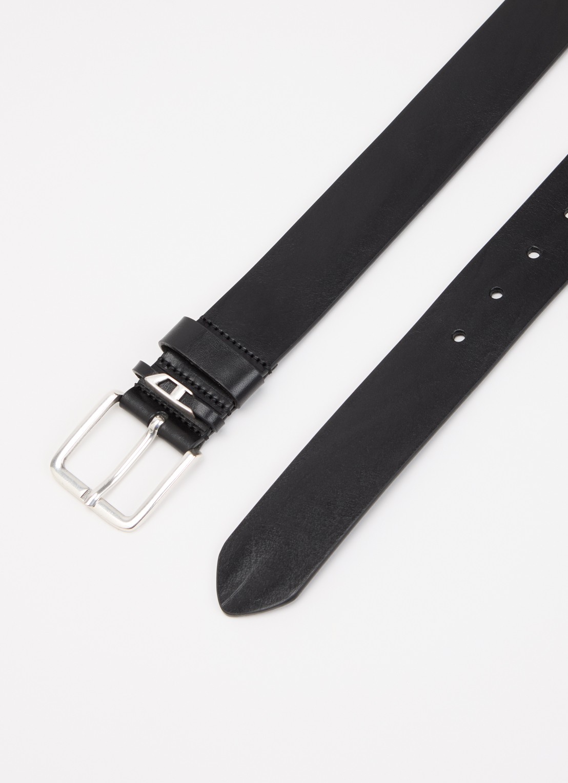 Diesel B-D Loop riem van leer met logo - detail zwart