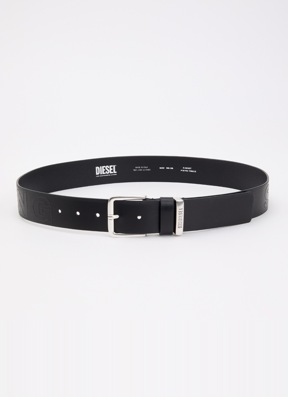 Diesel B-Fsl-Outline riem met logo  - voorkant zwart