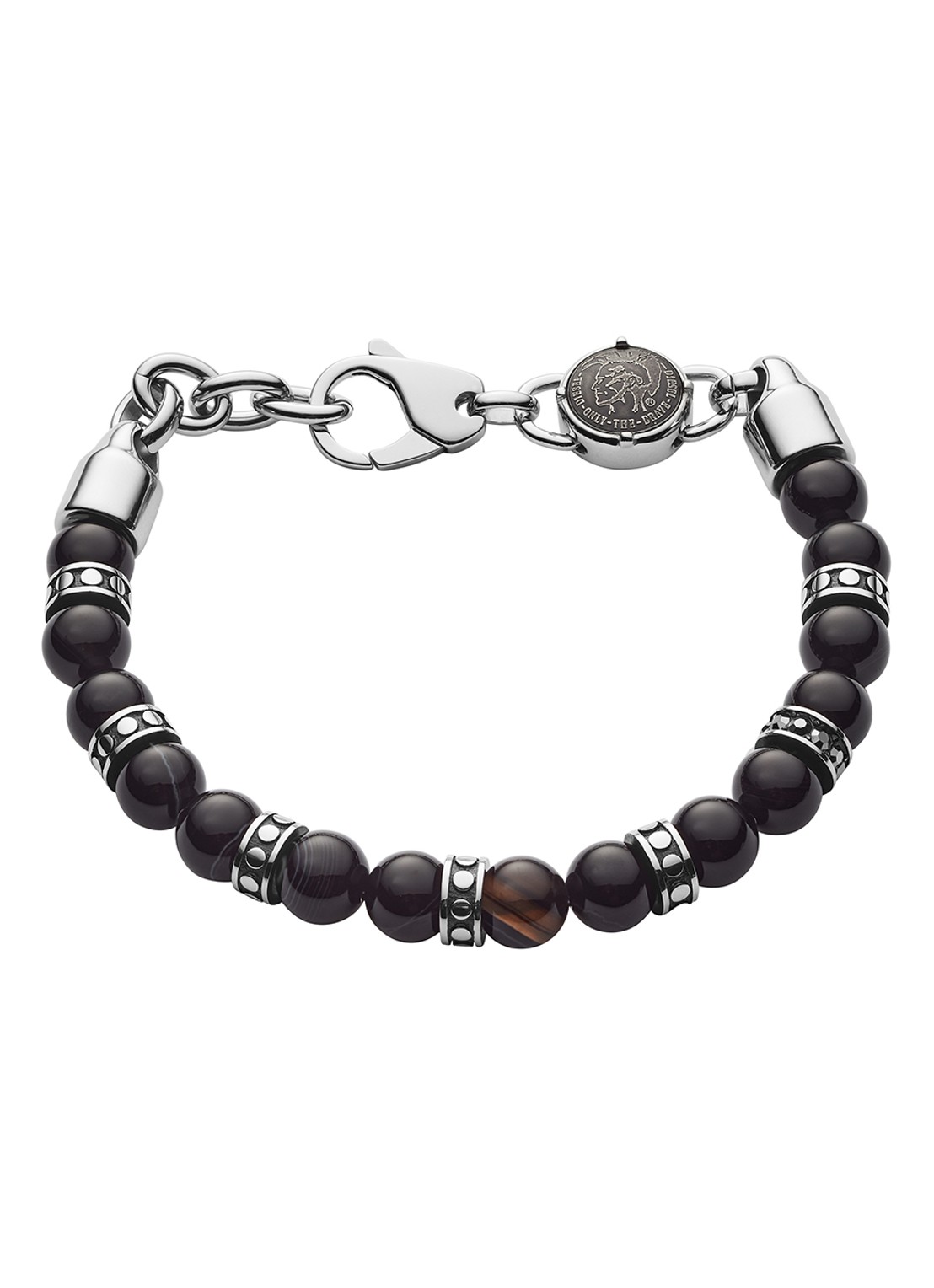 Diesel Beads armband met halfelsteen DX1163040 - voorkant zilver