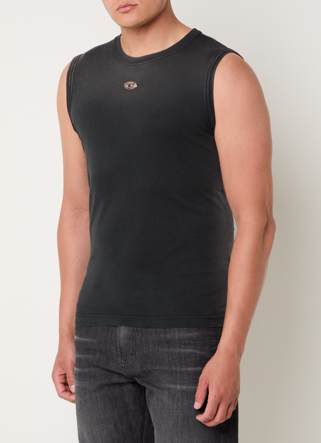 Diesel Brico tanktop met logo - detail 4 antraciet