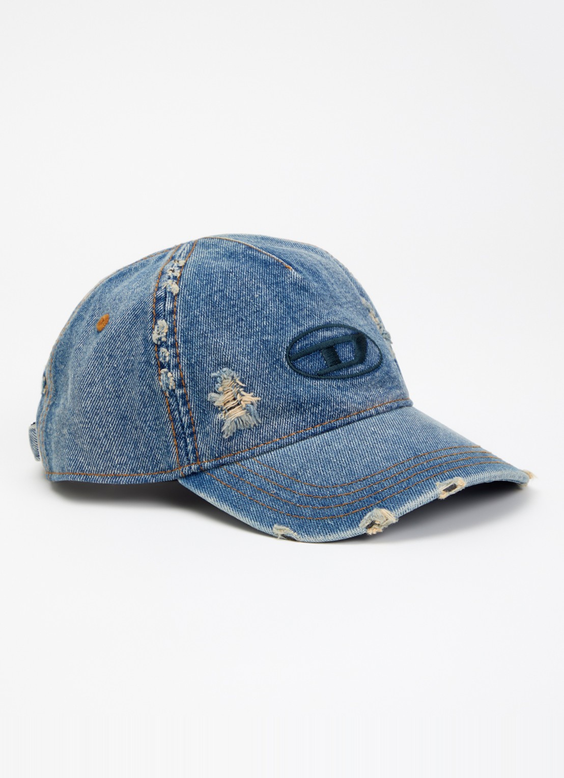 Diesel C-Enic pet van denim met logoborduring - voorkant indigo