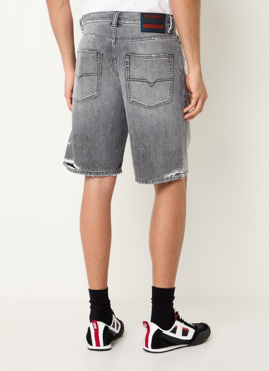 Diesel Calzoncini straight fit korte broek van denim met gekleurde wassing - achterkant 4 grijs