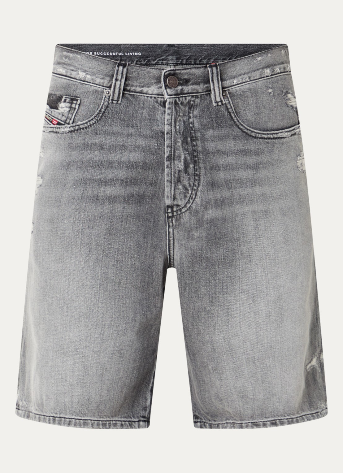 Diesel Calzoncini straight fit korte broek van denim met gekleurde wassing - voorkant grijs