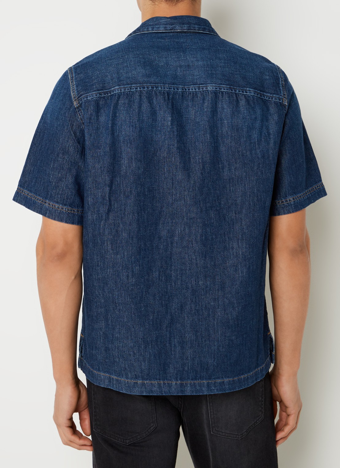 Diesel Camecia regular fit overhemd van denim met logoborduring - achterkant indigo