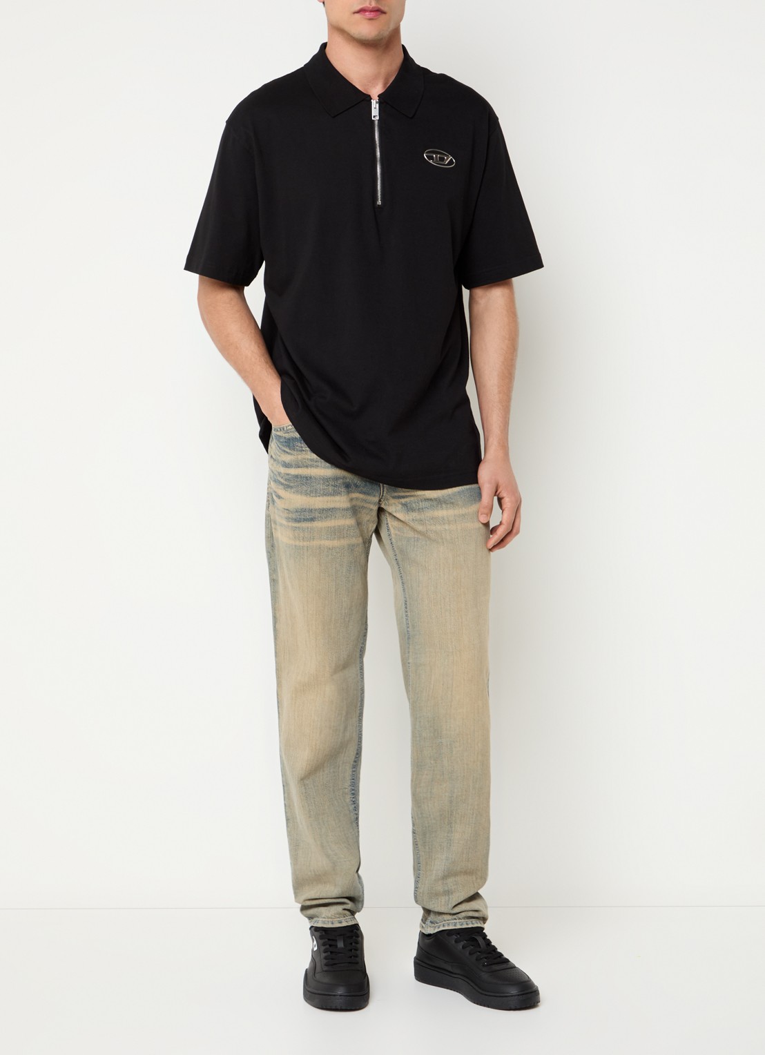 Diesel D-Finitive straight leg jeans met verwassen afwerking - voorkant 2 indigo