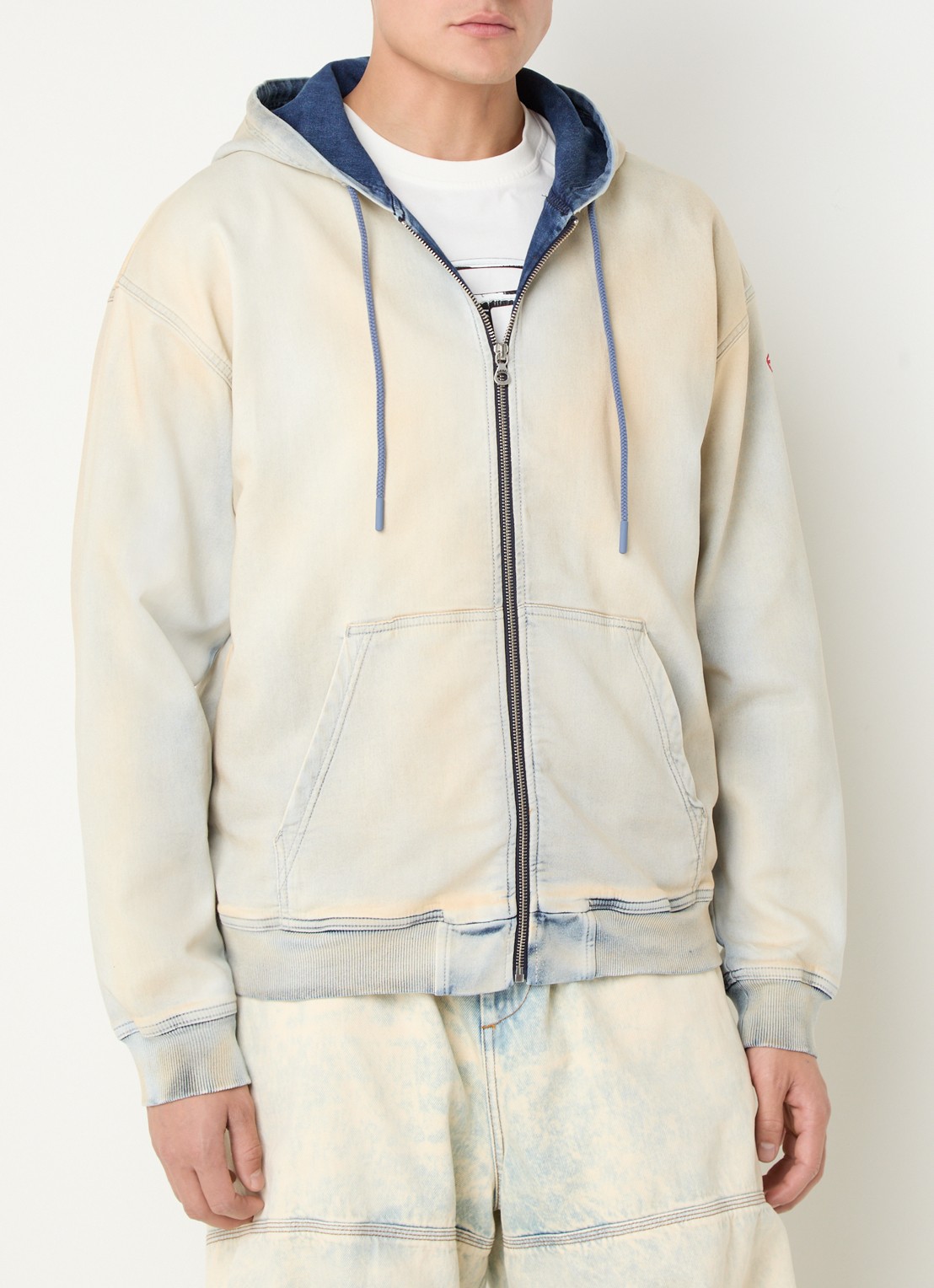 Diesel D-Gir-S sweatvest met capuchon - detail vanillegeel
