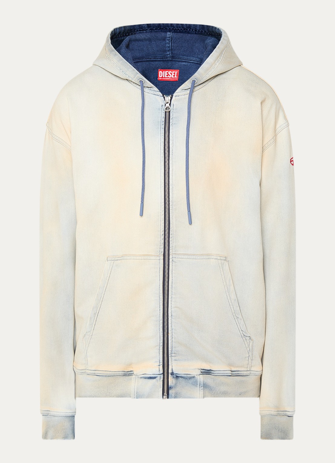 Diesel D-Gir-S sweatvest met capuchon - voorkant 5 vanillegeel