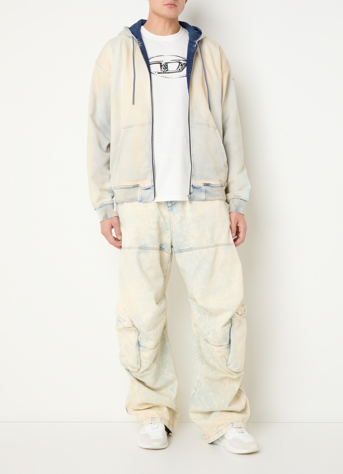 Diesel D-Gir-S sweatvest met capuchon - voorkant 6 vanillegeel