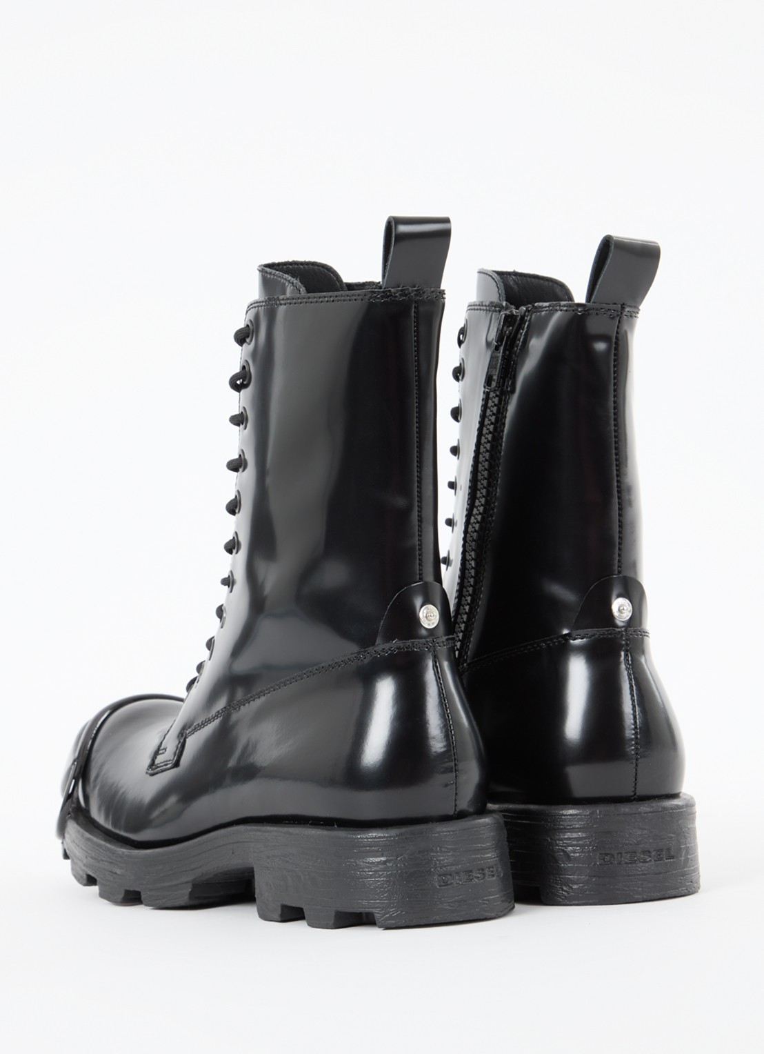 Diesel D-Hammer BT D biker boot van leer - achterkant zwart