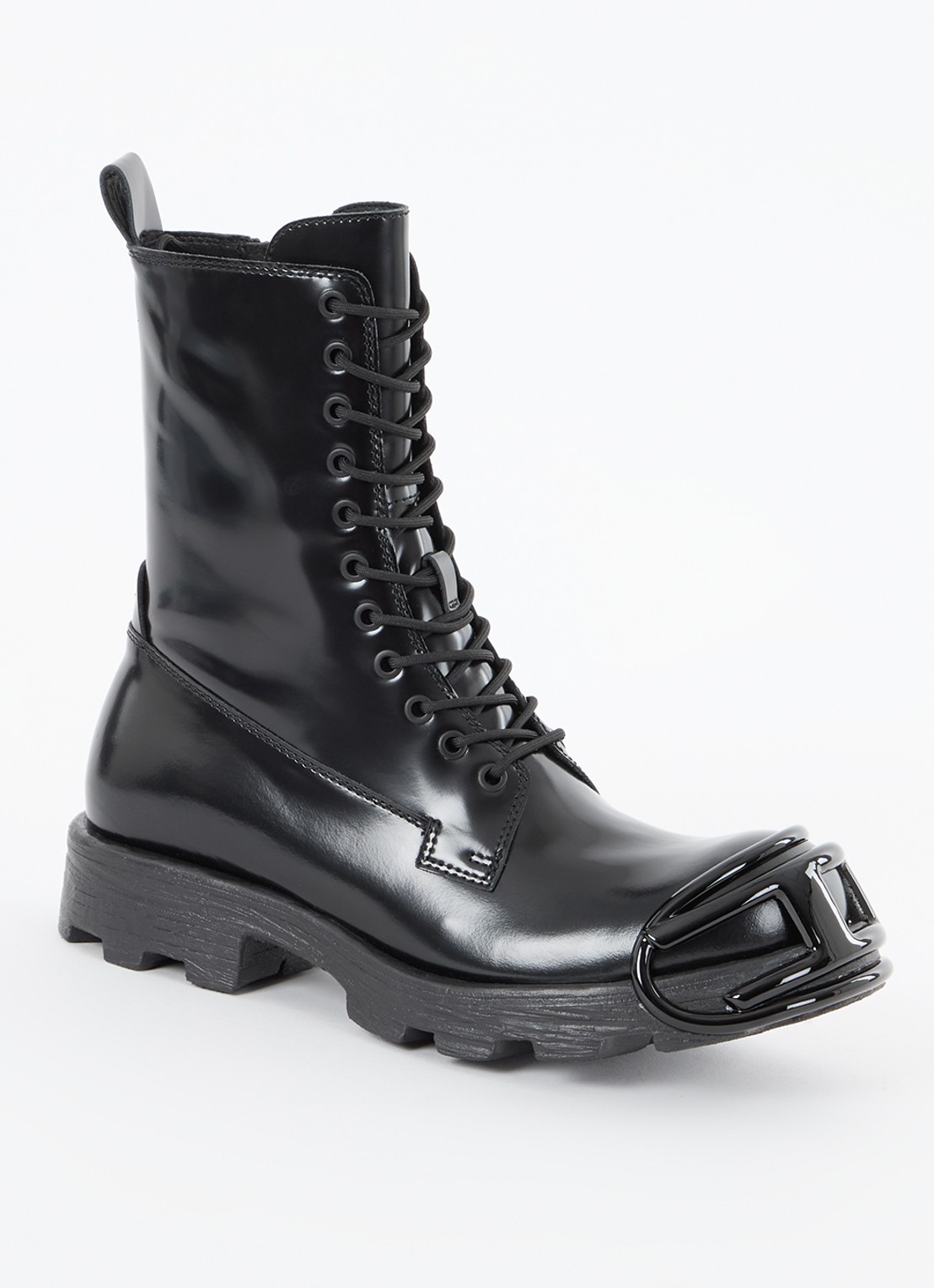 Diesel D-Hammer BT D biker boot van leer - voorkant 2 zwart