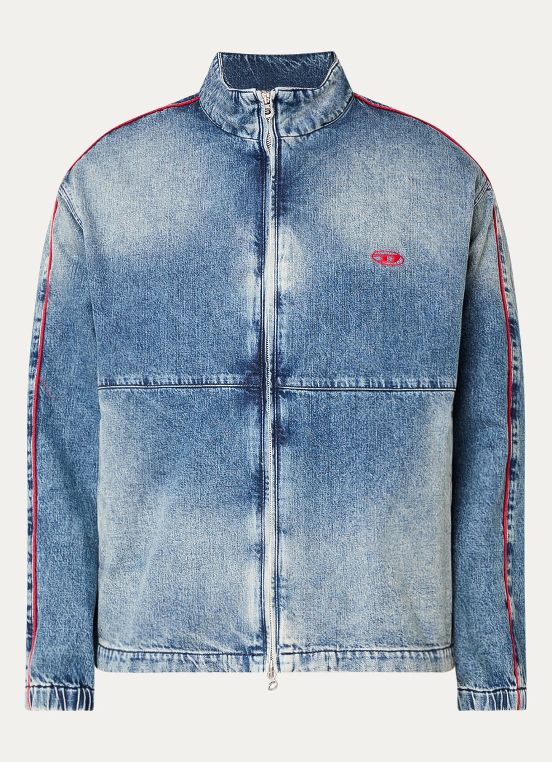 Diesel D-Krap-S2 spijkerjas met logoborduring en steekzakken  - voorkant indigo