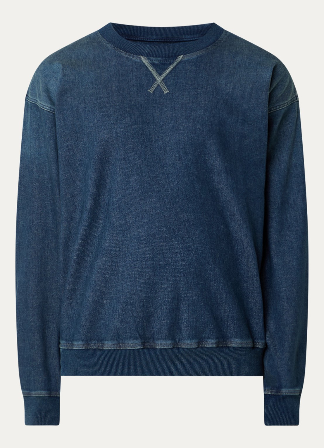 Diesel D-Kriby-S Track sweatshirt van denim - voorkant indigo
