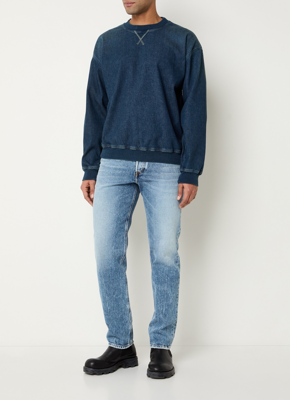 Diesel D-Kriby-S Track sweatshirt van denim - voorkant 2 indigo