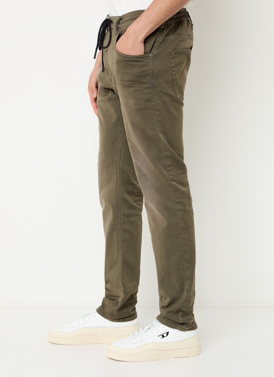 Diesel D-Krooley straight leg jeans met gekleurde wassing - detail 3 legergroen
