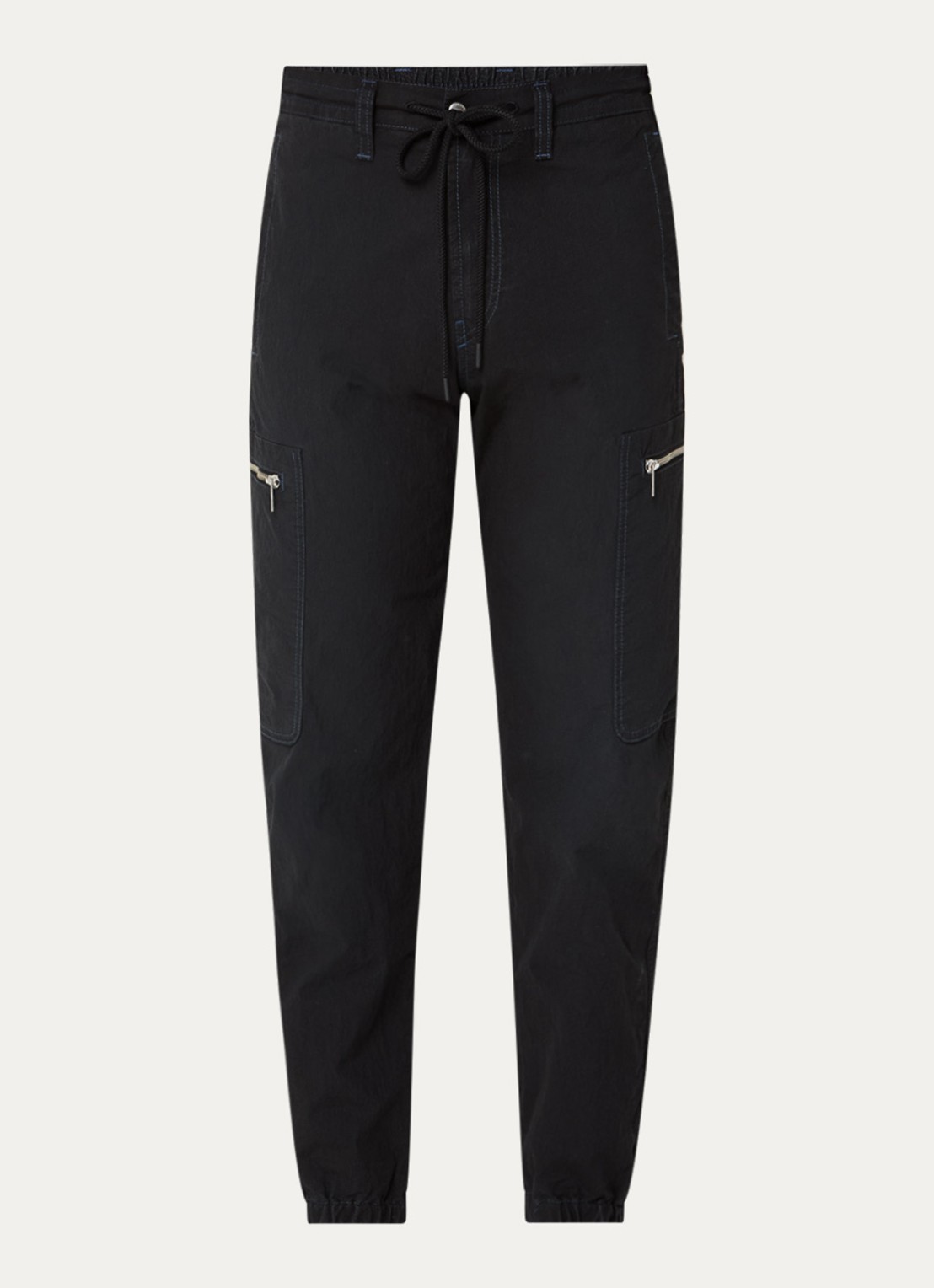 Diesel D-Lab tapered fit cargobroek met opgestikte zakken - voorkant 2 zwart