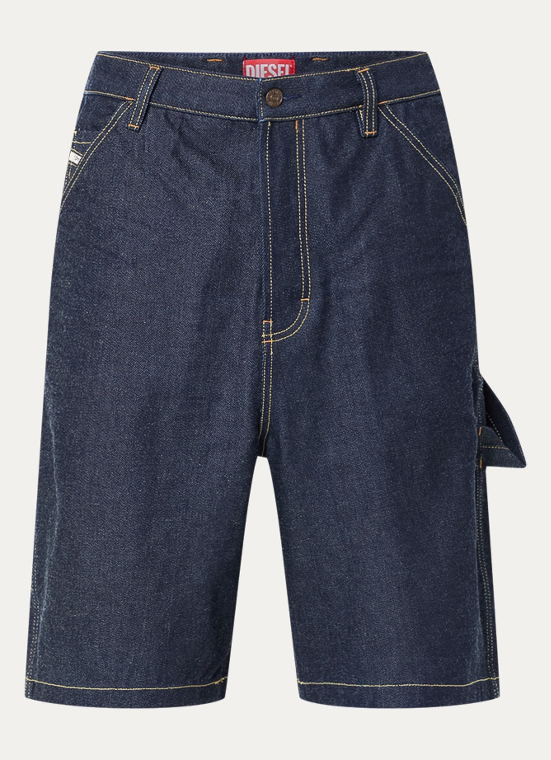 Diesel D-Livery loose fit korte broek van denim met donkere wassing - voorkant indigo