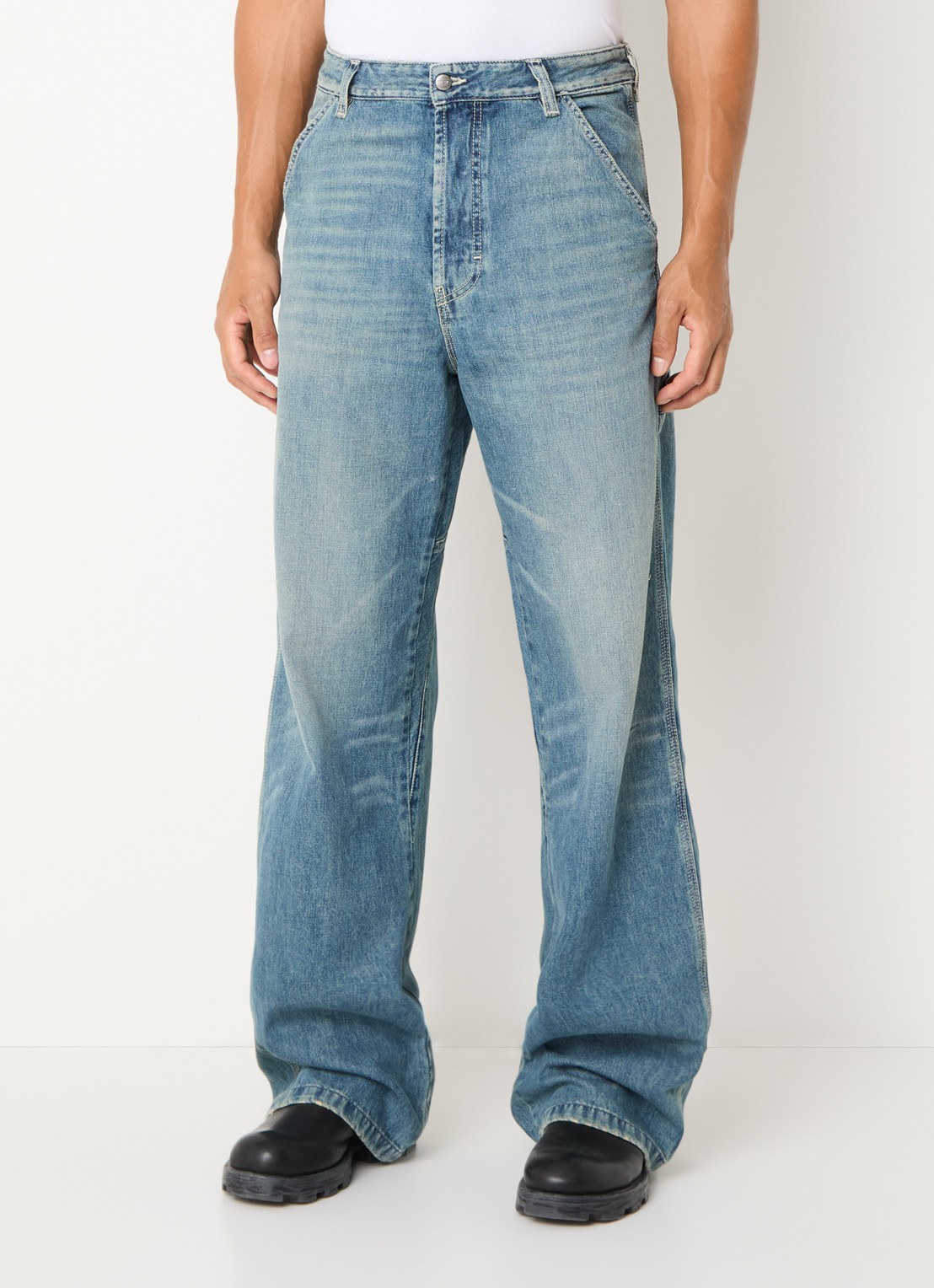 Diesel D-Livery-W loose fit jeans met medium wassing - detail 4 indigo