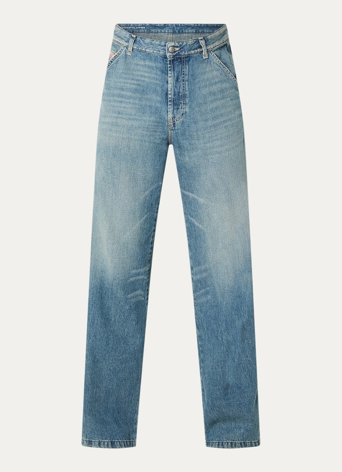 Diesel D-Livery-W loose fit jeans met medium wassing - voorkant 2 indigo