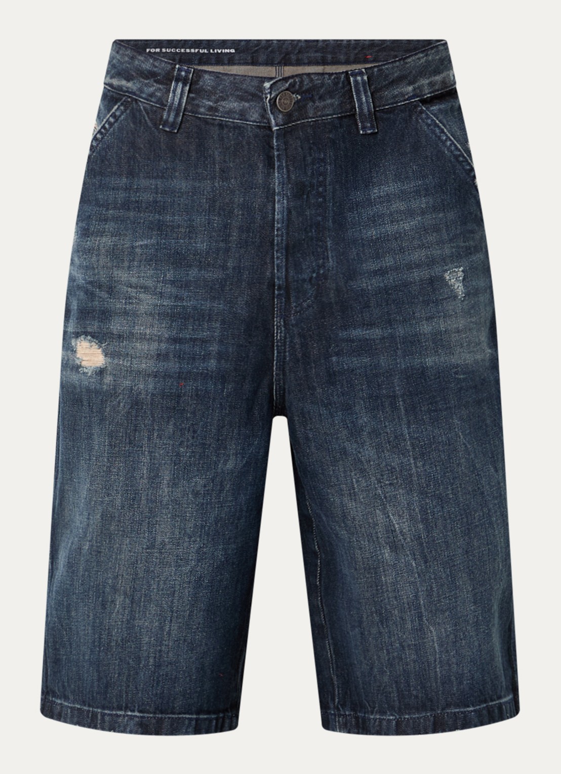 Diesel D-Livery-W loose fit korte broek van denim met donkere wassing - voorkant 2 indigo