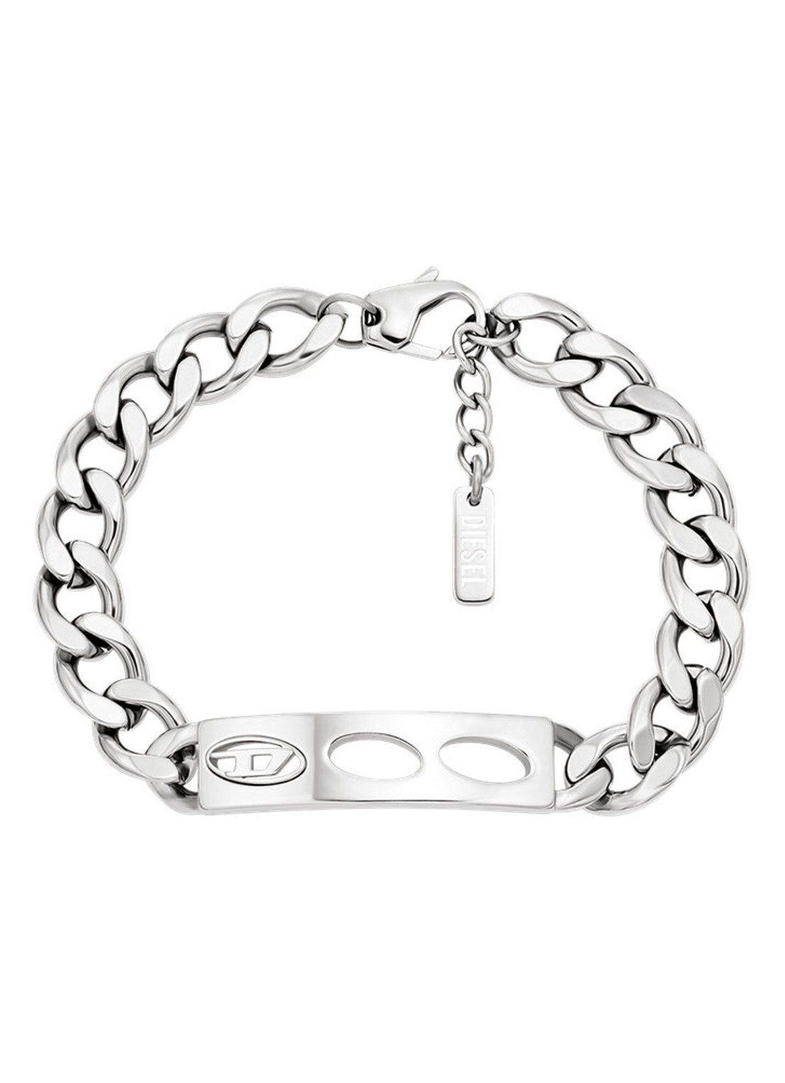 Diesel D Logo armband DX1663040 - voorkant zilver
