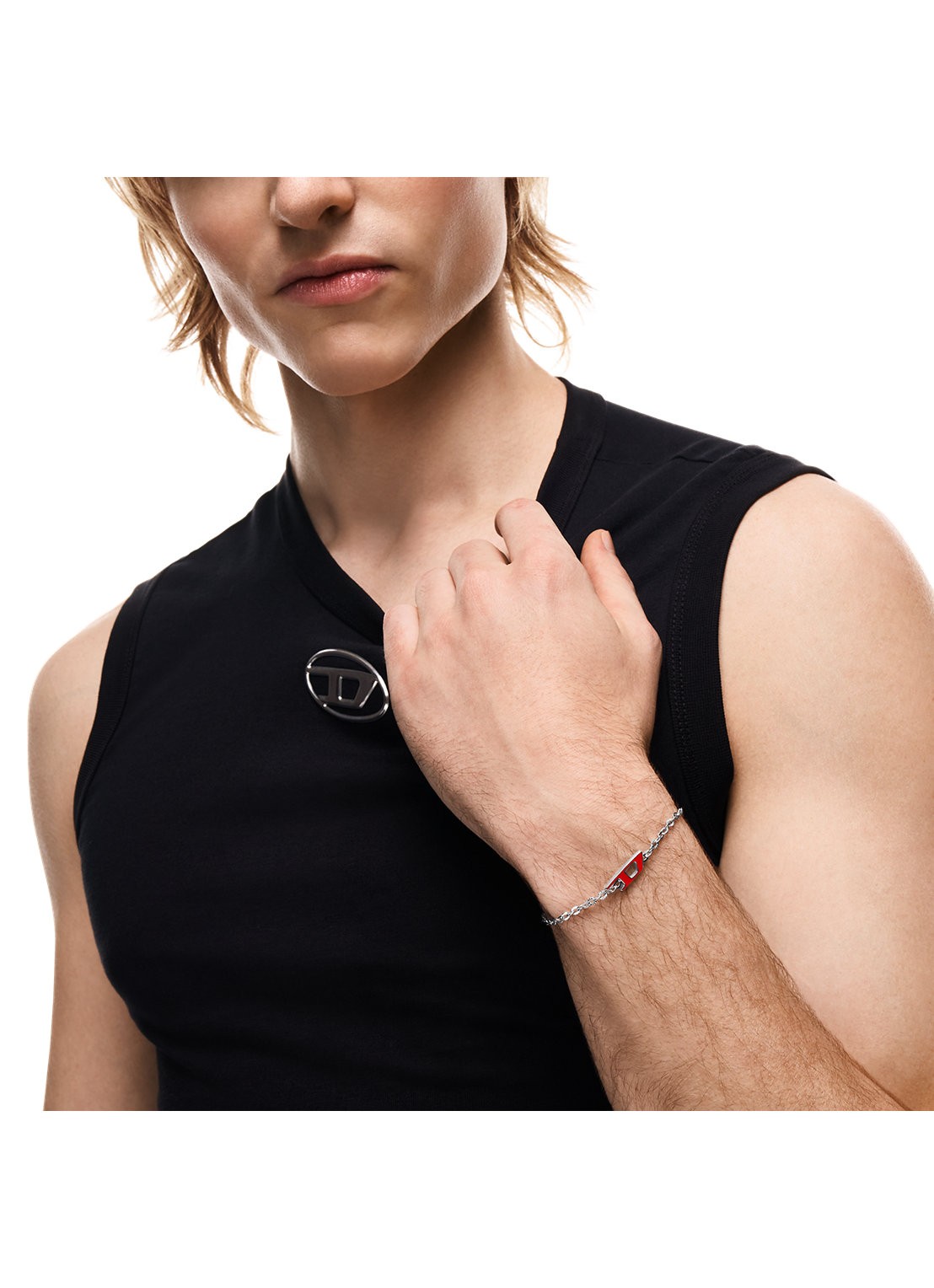 Diesel D Logo armband DX1691040 - detail 4 zilver