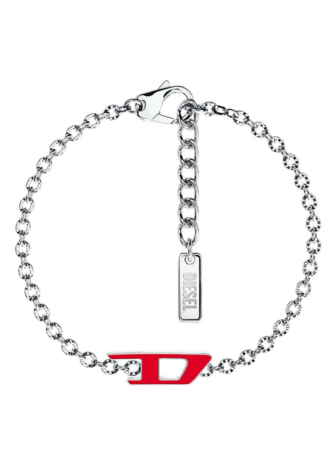 Diesel D Logo armband DX1691040 - voorkant 5 zilver