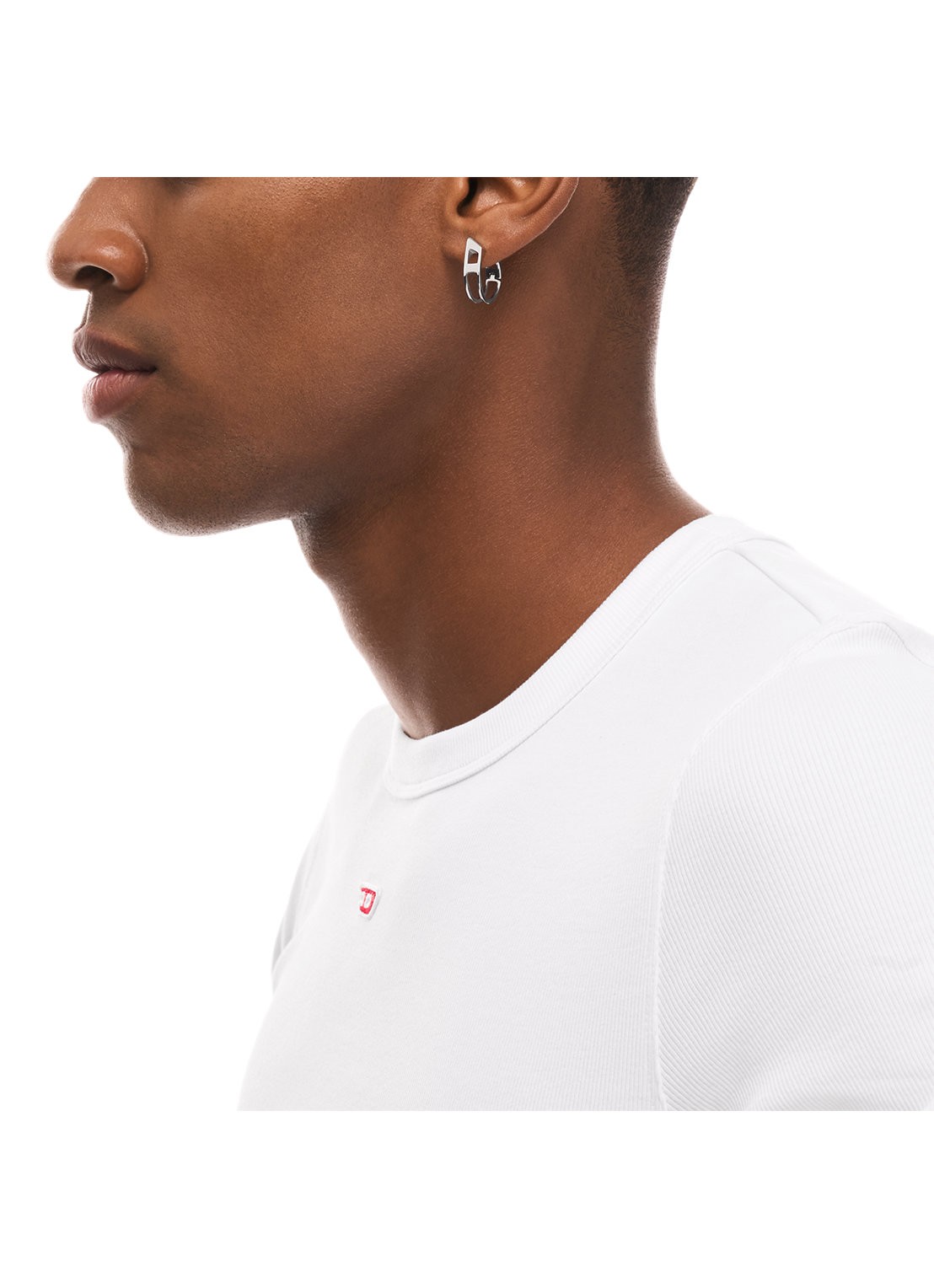 Diesel D Logo enkele oorring DX1673040 - detail 4 zilver