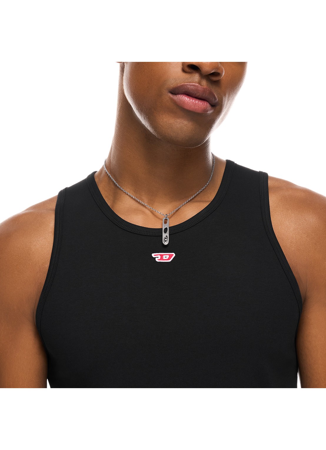 Diesel D Logo ketting DX1662040 - detail 4 zilver