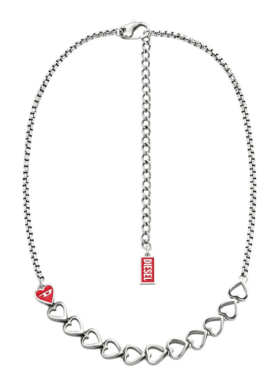 Diesel D Logo ketting DX1666040 - detail 2 zilver