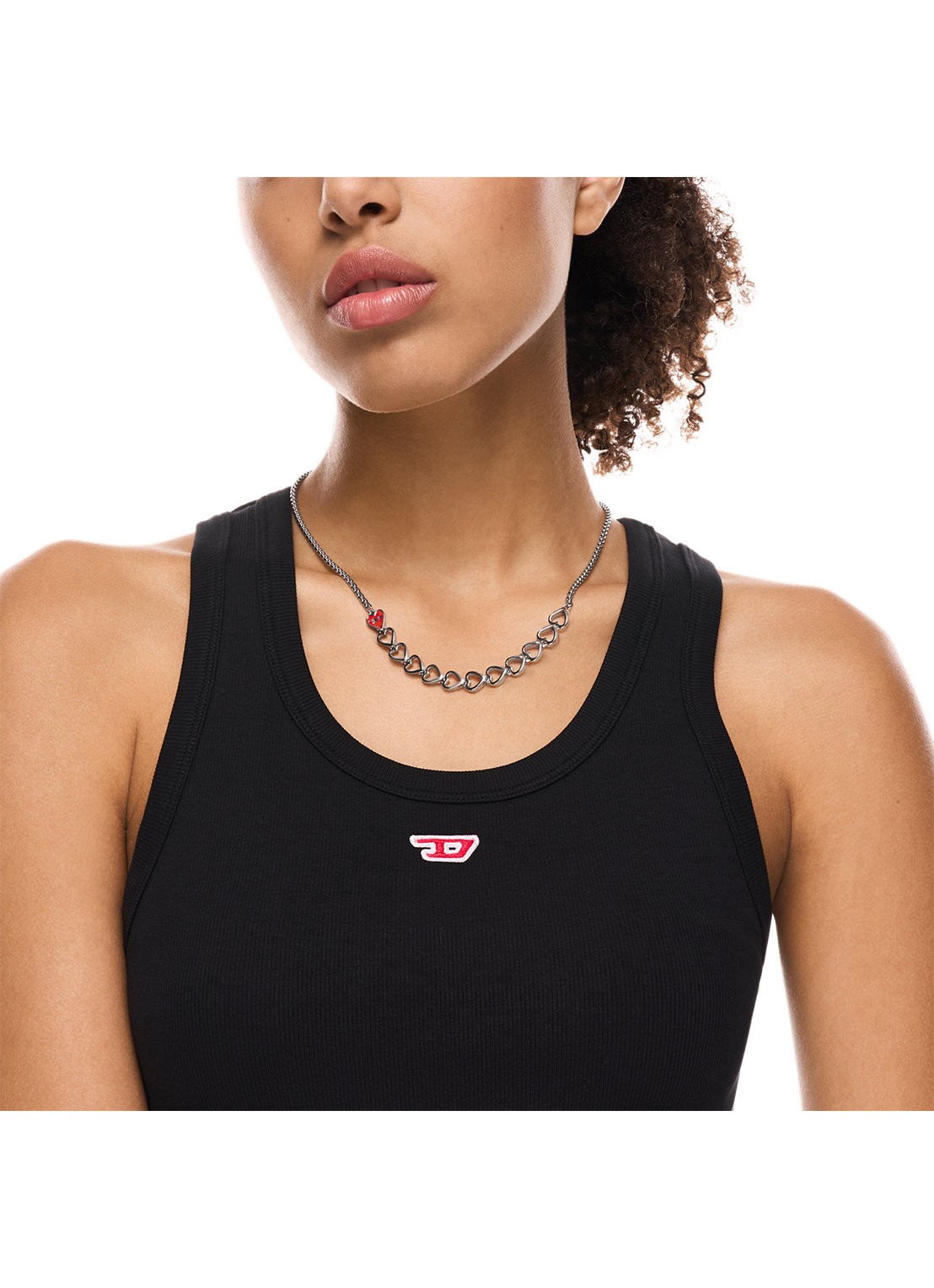 Diesel D Logo ketting DX1666040 - detail 3 zilver