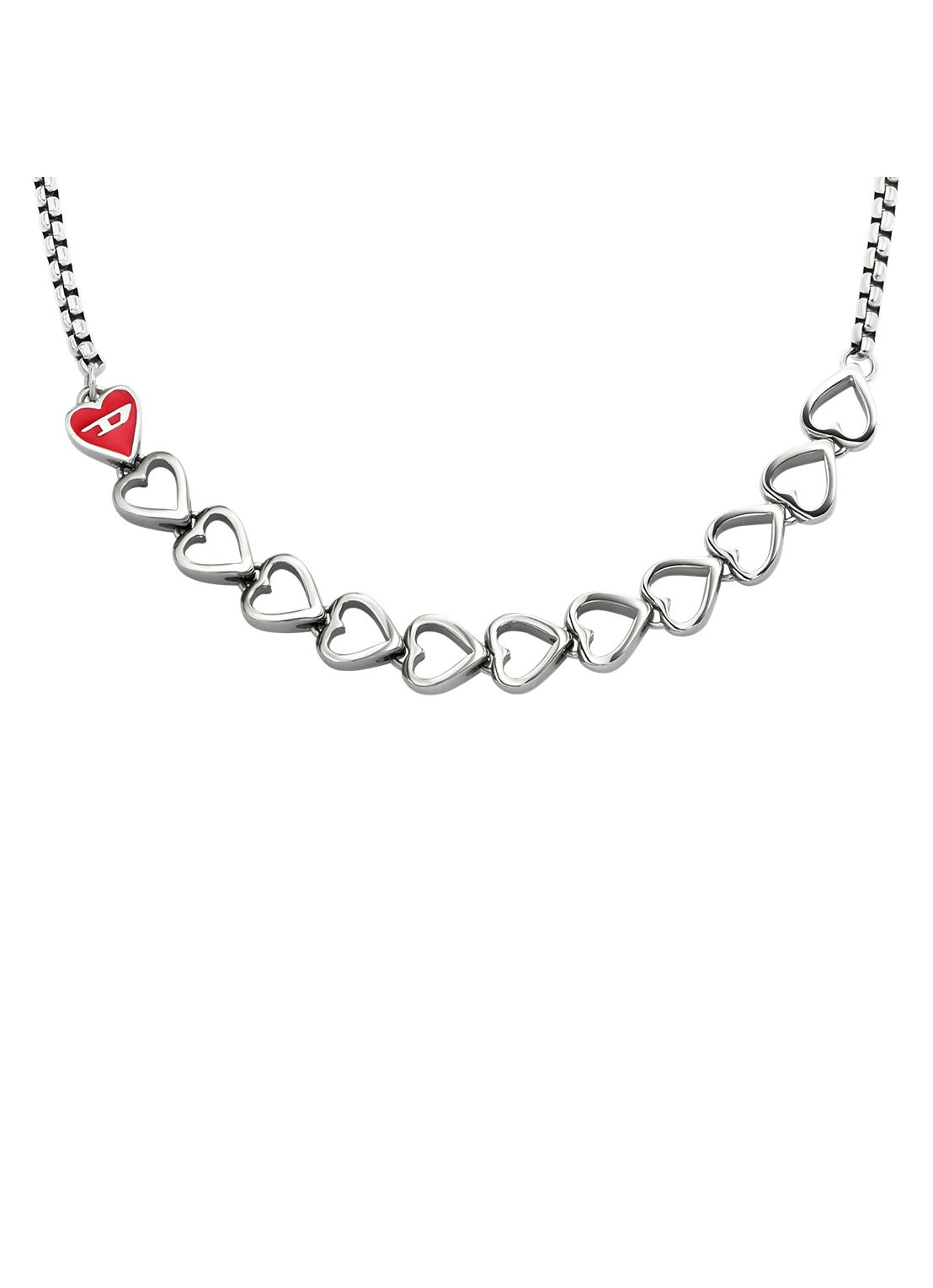 Diesel D Logo ketting DX1666040 - voorkant zilver