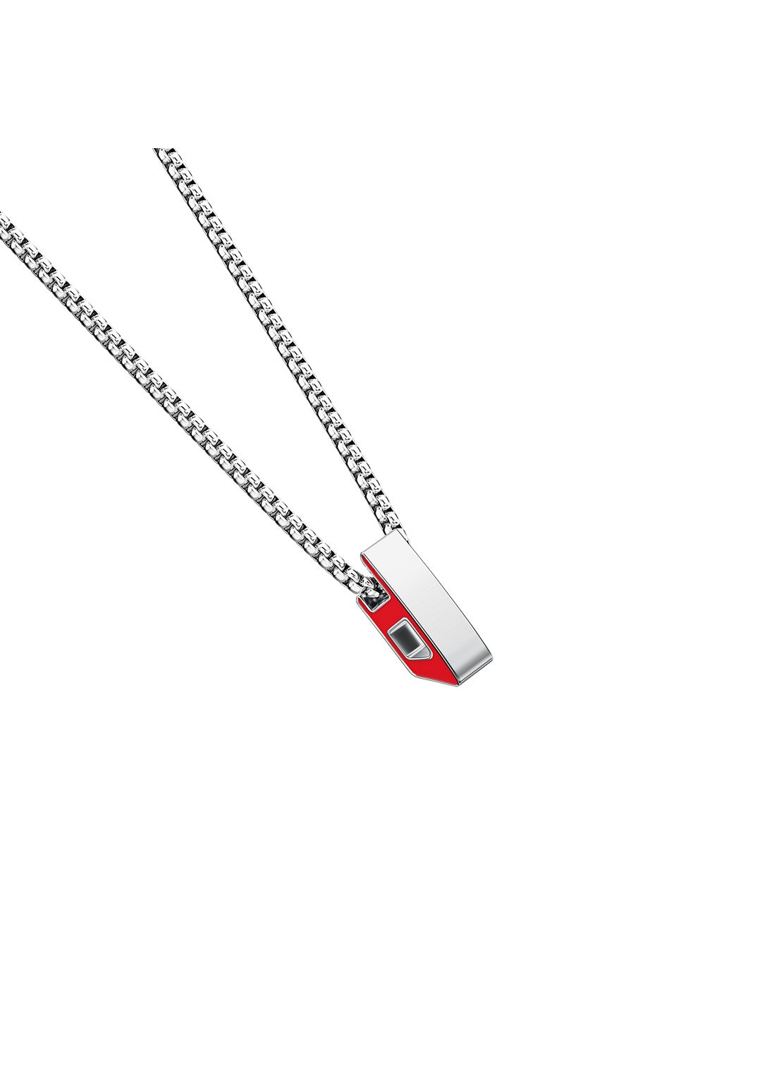 Diesel D Logo ketting DX1689040 - voorkant zilver