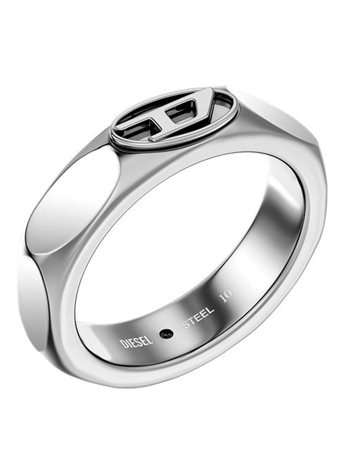 Diesel D Logo ring DX1693040 - voorkant 5 zilver