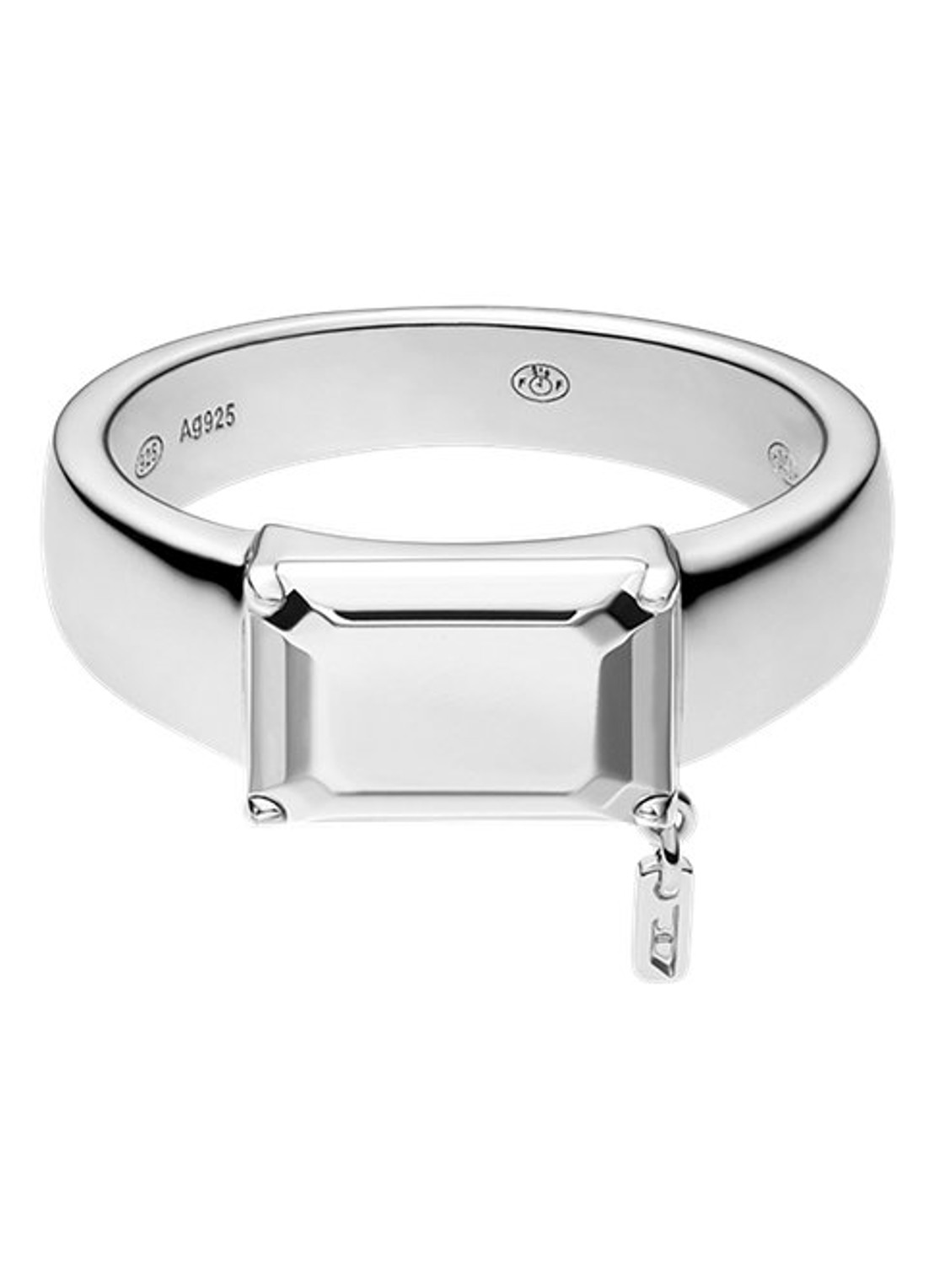 Diesel D Logo ring van zilver DL1365040 - detail 2 zilver