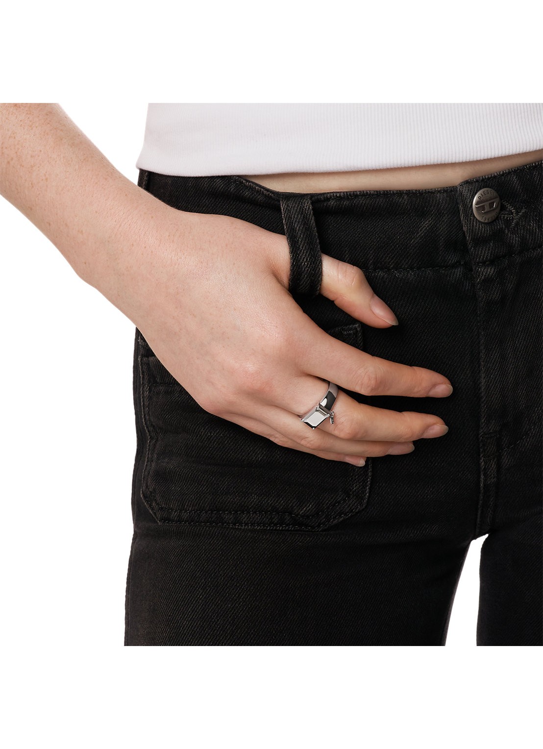 Diesel D Logo ring van zilver DL1365040 - detail 3 zilver