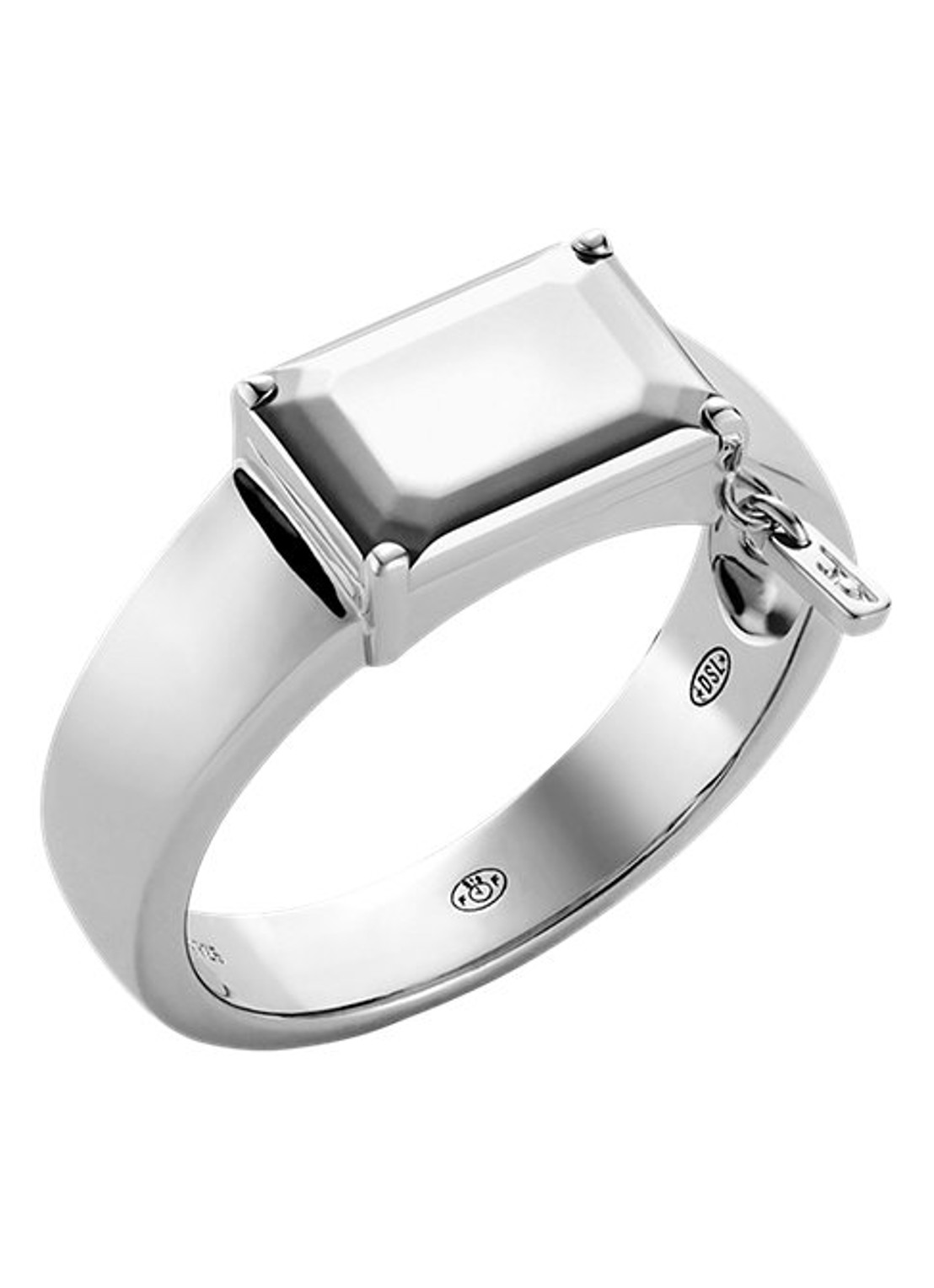 Diesel D Logo ring van zilver DL1365040 - voorkant zilver