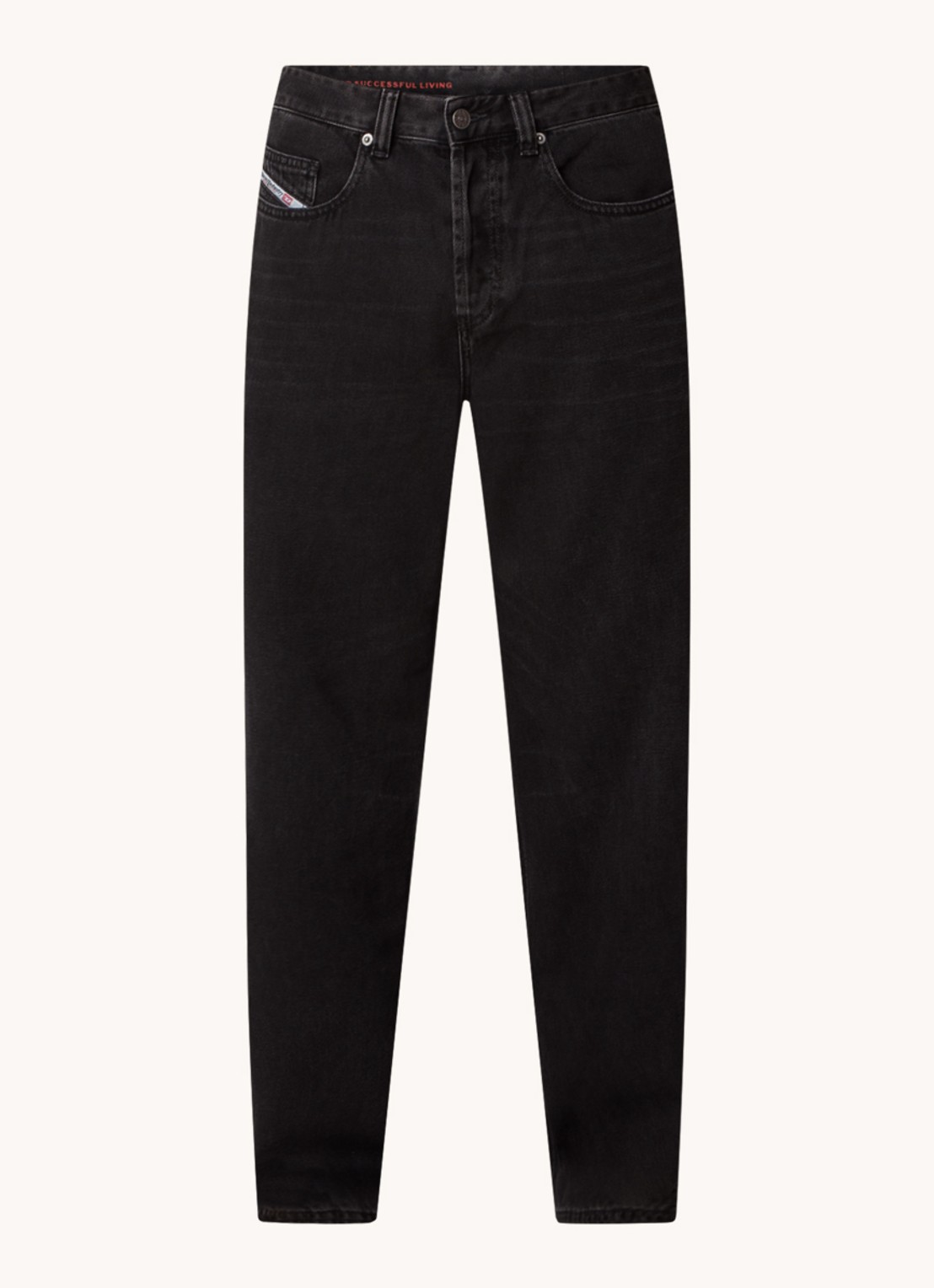 Diesel D-macro straight leg jeans met gekleurde wassing - voorkant zwart